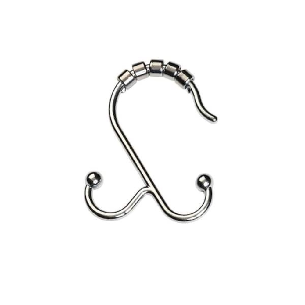 NeverRust Aluminum Double Roller Shower Hooks in Chrome - Set of 11